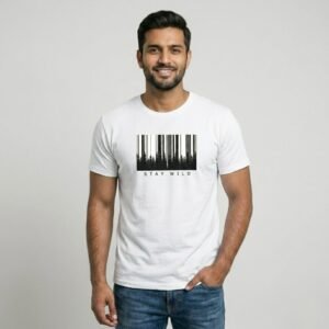 White graphic forest tee