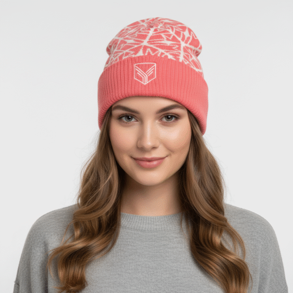 Pink knitted beanie