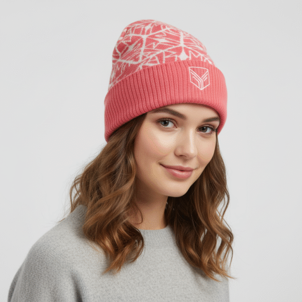 Pink knitted beanie