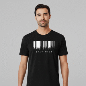 Black graphic forest tee