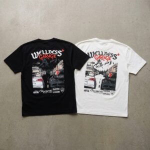Shirts_as_product_photo_202607160442 High-Definition Graphic Printing: "Wellness Garage" Tees
